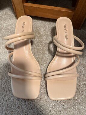 Tan sandals with block heel